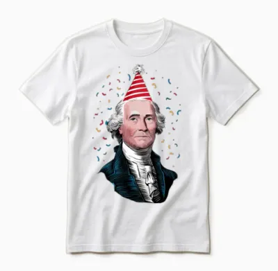 George Washington Party Hat Fun Design Unisex T-Shirt - White
