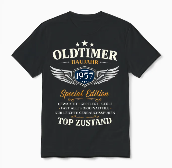 69. Geburtstag Geschenk Mann Frau Vintage Oldtimer 1957 Unisex T-Shirt in Black