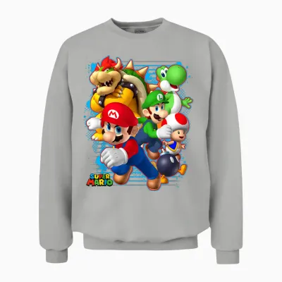 Nintendo Super Mario Luigi Bowser Spray Paint Unisex Sweatshirt - Ash