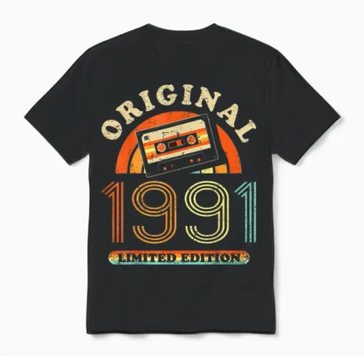 35.geburtstag Original Männer Frauen Vintage Jahrgang 1991 Unisex T-Shirt in Black
