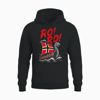 Ro Ro Norwegen Lustiges Wikingerschiff Heia Norge Norwegische Fans Unisex Hoodie - Black