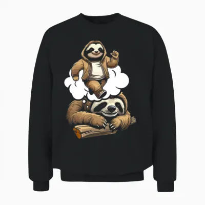 Sloth Funny Unisex Sweatshirt - Black