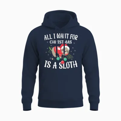 Christmas Funny Sloth Unisex Hoodie - Navy