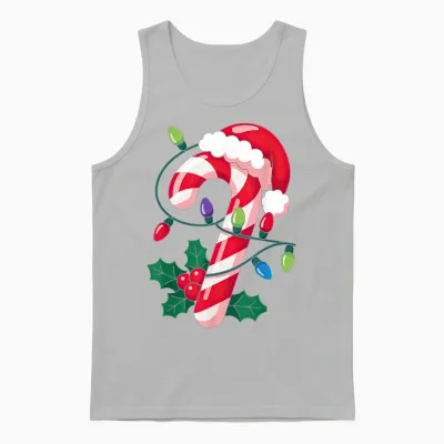 Candy Cane Christmas Design for Boys Girls Kids Adults Unisex Tank Top - Ash
