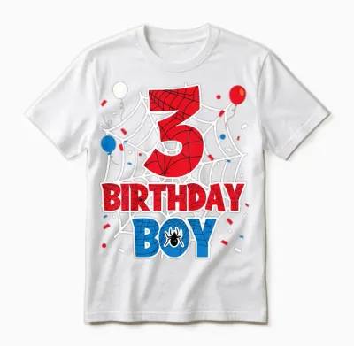 Kids Spider Web 3 Year Old Birthday Boy Unisex T-Shirt - White