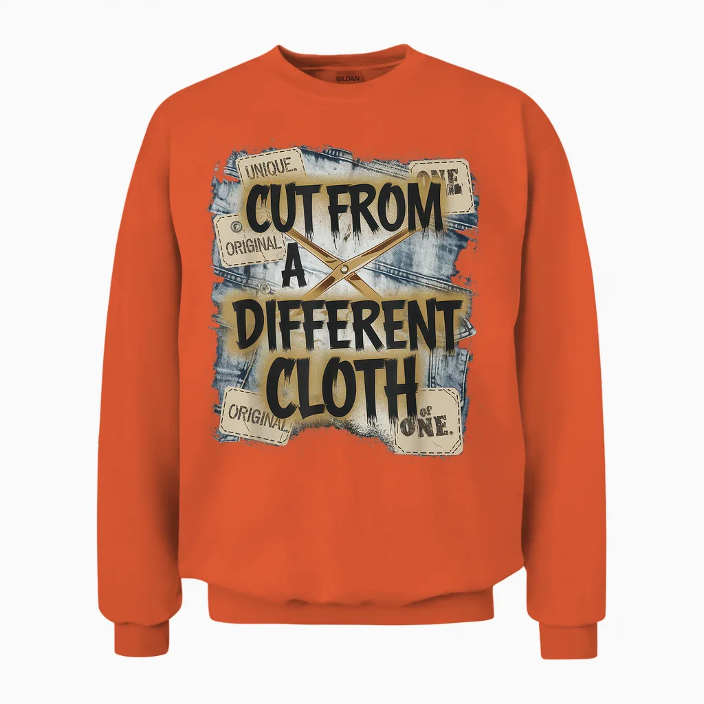 Cut from a Different Cloth Tshirt Men Women Urban Hip Hop Unisex Sweatshirt in Orange
