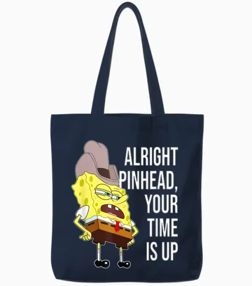 Mademark X Spongebob Squarepants - Spongebob - Alright Pinhead, Your Time Is Up Tote Bags - Navy