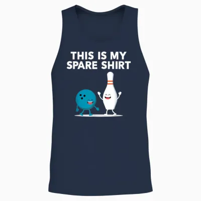 Funny Bowling Tee for Men Women Boys & Girls | Spare Unisex Tank Top - Navy