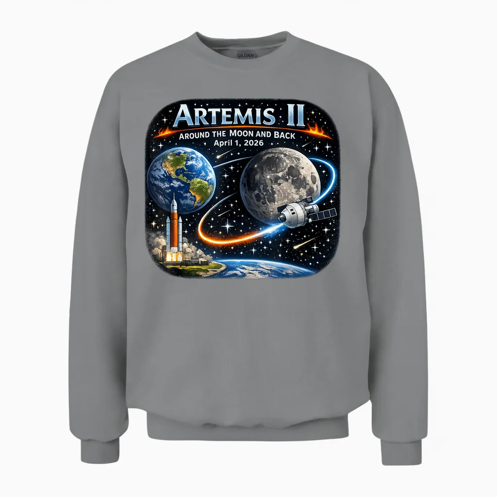 Artemis 2 Reise Um Den Mond Und Zurück 2026 Unisex Sweatshirt in Sport Grey