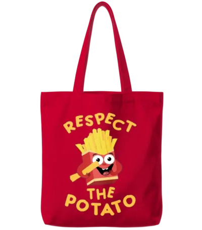 Respect the Potato Funny Tote Bags - Red