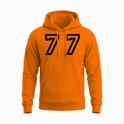Number - 77 - Seventy Seven Unisex Hoodie - Safety Orange