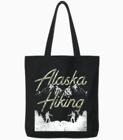 Alaska Hiking Hike Nature Hiker Tote Bags - Black