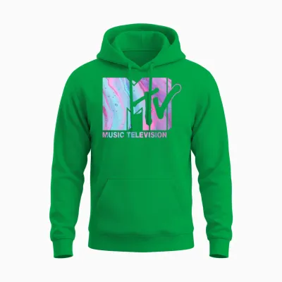 Mademark X Mtv - Mtv Logo Pink Blue Fluid Unisex Hoodie - Irish Green