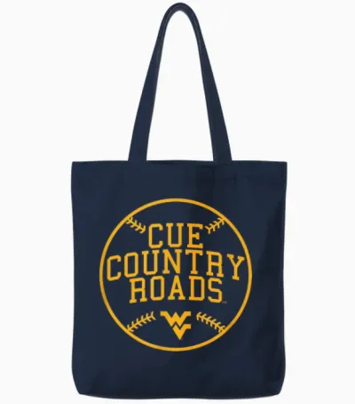 Cue Country Roads - West Virginia Mountaineers Baseball Tote Bags - Navy