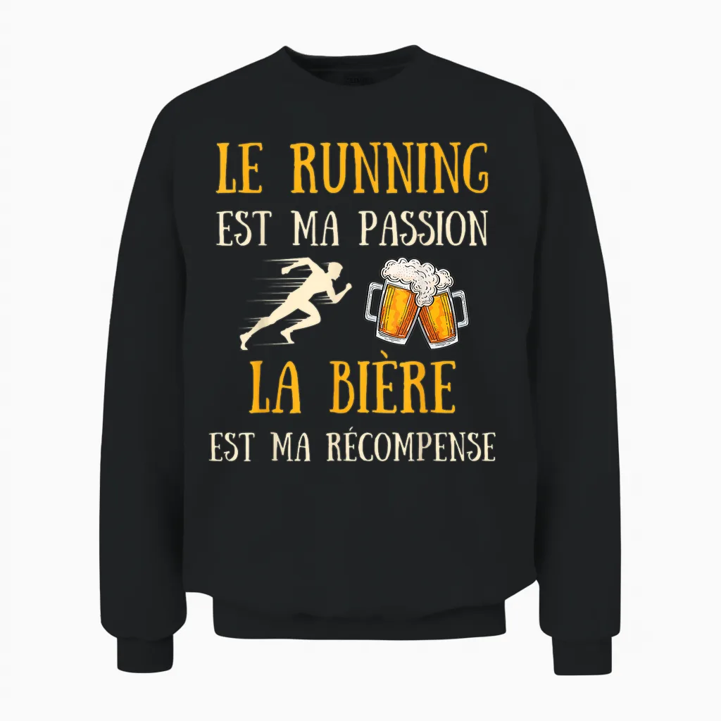 Running Beer Man Humour Running Gift Idea Vintage T-Shirt, Black, S Unisex Sweatshirt in Black