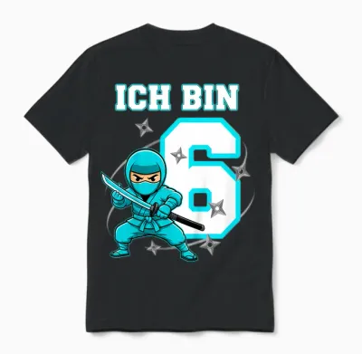 Ich Bin 6 Ninja Geburtstag 6 Jahre Junge Karate Unisex T-Shirt - Black