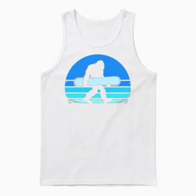 Retro Snowboard Yeti Snowboarding Unisex Tank Top - White