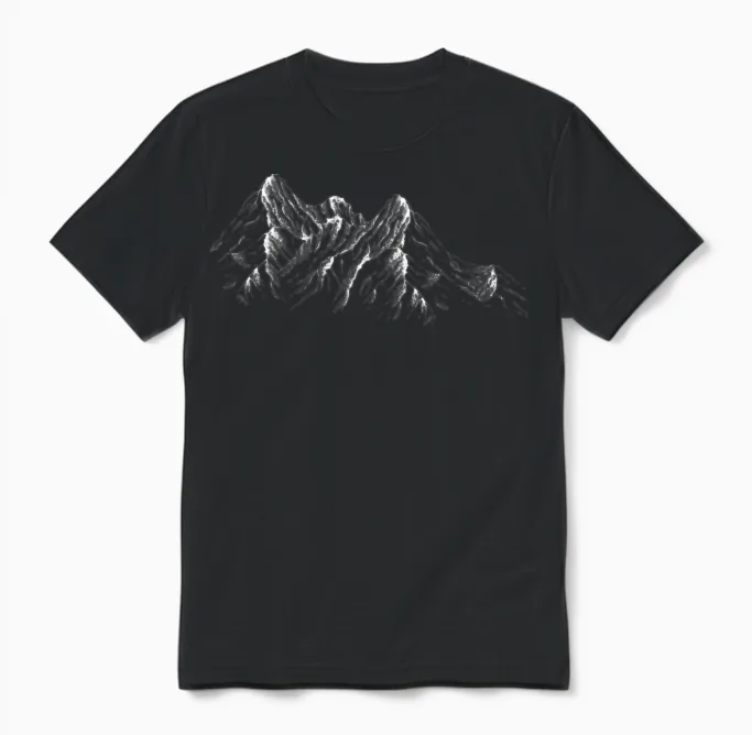 Mountain Sketch Unisex T-Shirt in Black