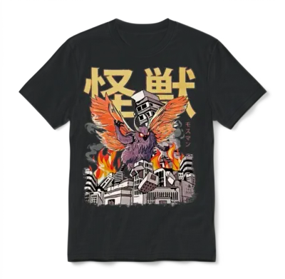 Kaiju Mothman Japanese Anime Monster Cryptid Unisex T-Shirt - Black
