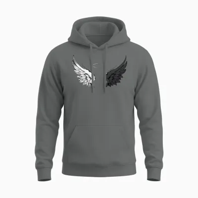 Ange Ou Demon Wings Unisex Hoodie - Graphite Heather