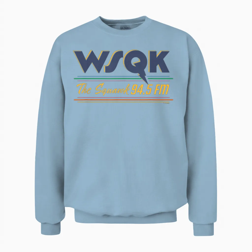 Stranger Things S5v1 Wsqk the Squawk Officially Licensed Unisex Sweatshirt in Light Blue