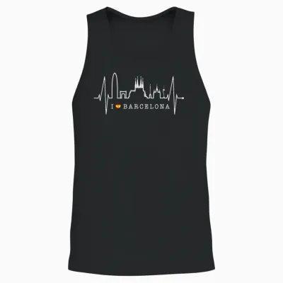 Barcelona Skyline Spanien Herzschlag Fan I Love Barcelona Unisex Tank Top - Black