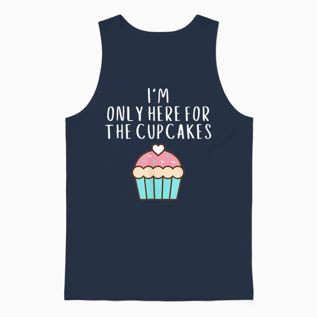 Only Here for the Cup Cakes Funny Cute Pastel Cup Cake Meme Unisex Tank Top in Navy