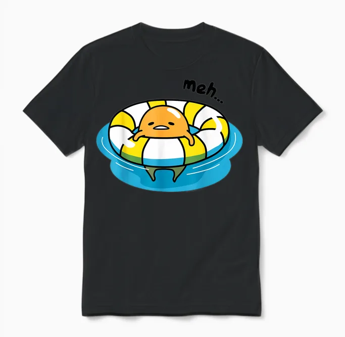 Gudetama Pool Float Unisex T-Shirt in Black