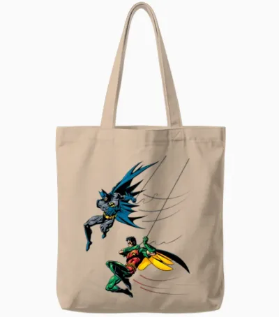 Batman and Robin Tote Bags - Natural