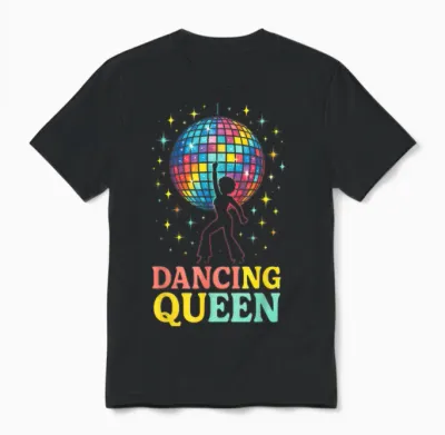 Dancing Queen Disco Retro Groove Queen Party Unisex T-Shirt - Black