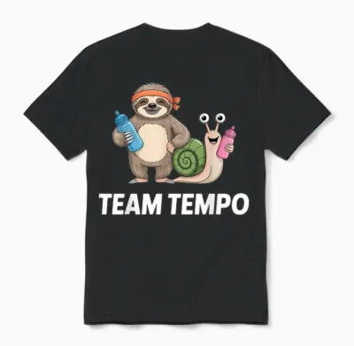 Team Tempo Faultier Schnecke Unisex T-Shirt - Black