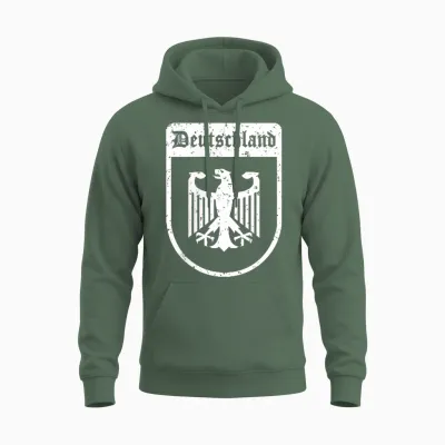 German Eagle Flag of Germany T-Shirt, Black Unisex Hoodie - Military Green