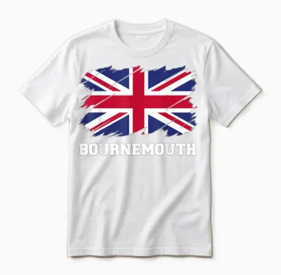 Bournemouth Uk Union Flag Bournemouth T-Shirt, Black, S Unisex T-Shirt - White