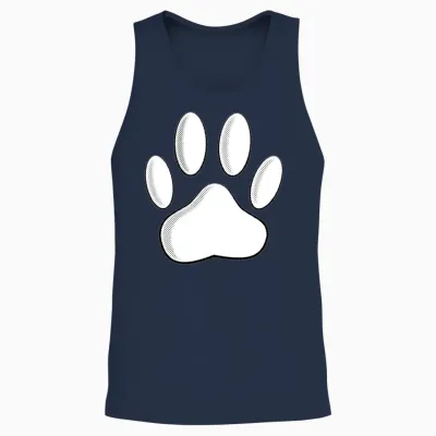 White Dog Paw Newsprint Unisex Tank Top - Navy