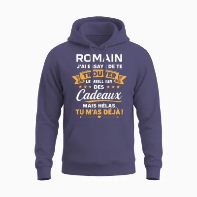 Idée Trouver Romain Humour Prénom Personnalisé Romain Unisex Hoodie - Heather Sport Dark Navy