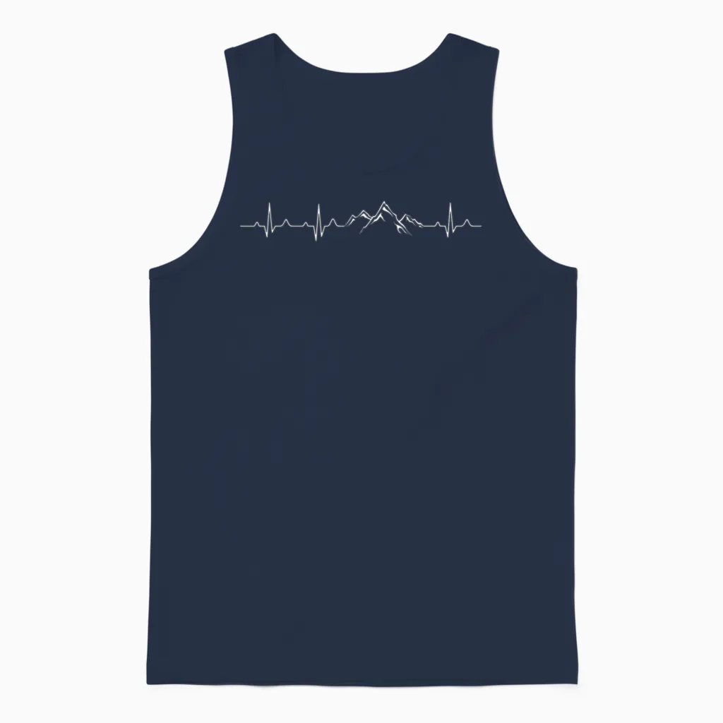 Hiking Heartbeat Mountains - & Outdoors Unisex Tank Top in Navy