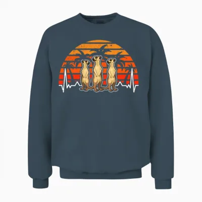 Meerkat Heartbeat Retro Unisex Sweatshirt - Dark Heather