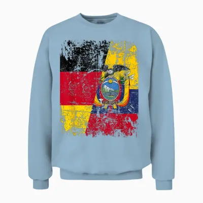 Ecuador Deutschland Flagge | Damen Herren Kinder | Ecuador Unisex Sweatshirt - Light Blue