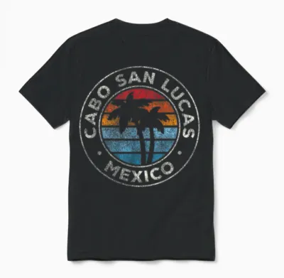 Cabo San Lucas Mexico 70s Unisex T-Shirt - Black
