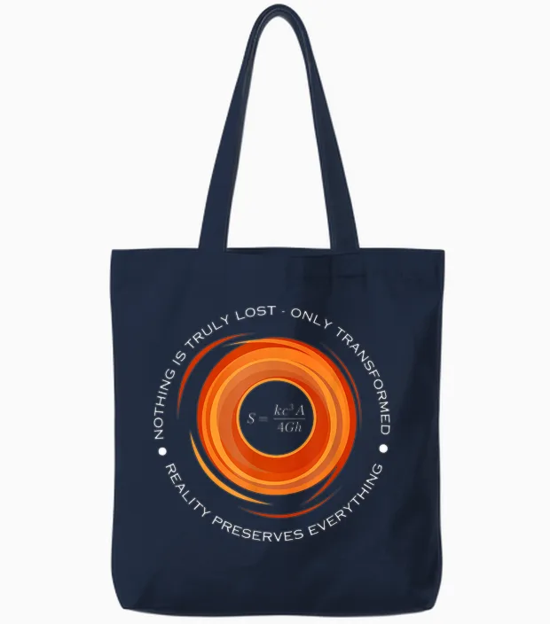 Black Hole Thermodynamics, Physical Equation Quote Entropy Tote Bags in Navy