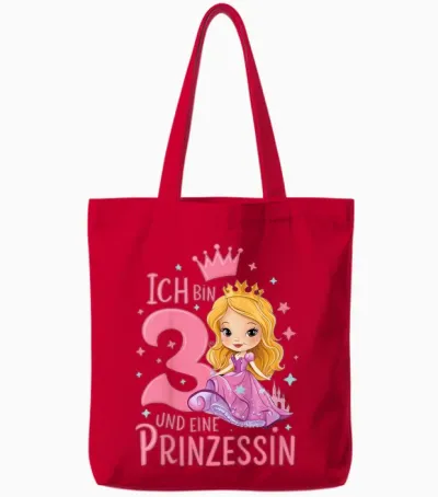 Kinder 3. Geburtstag 3 Jahre Mädchen Ich Bin 3 Und Eine Prinzessin Tote Bags - Red