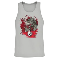 Bloody Wold with Skull and Blood Around Unisex Tank Top - Ash – 2