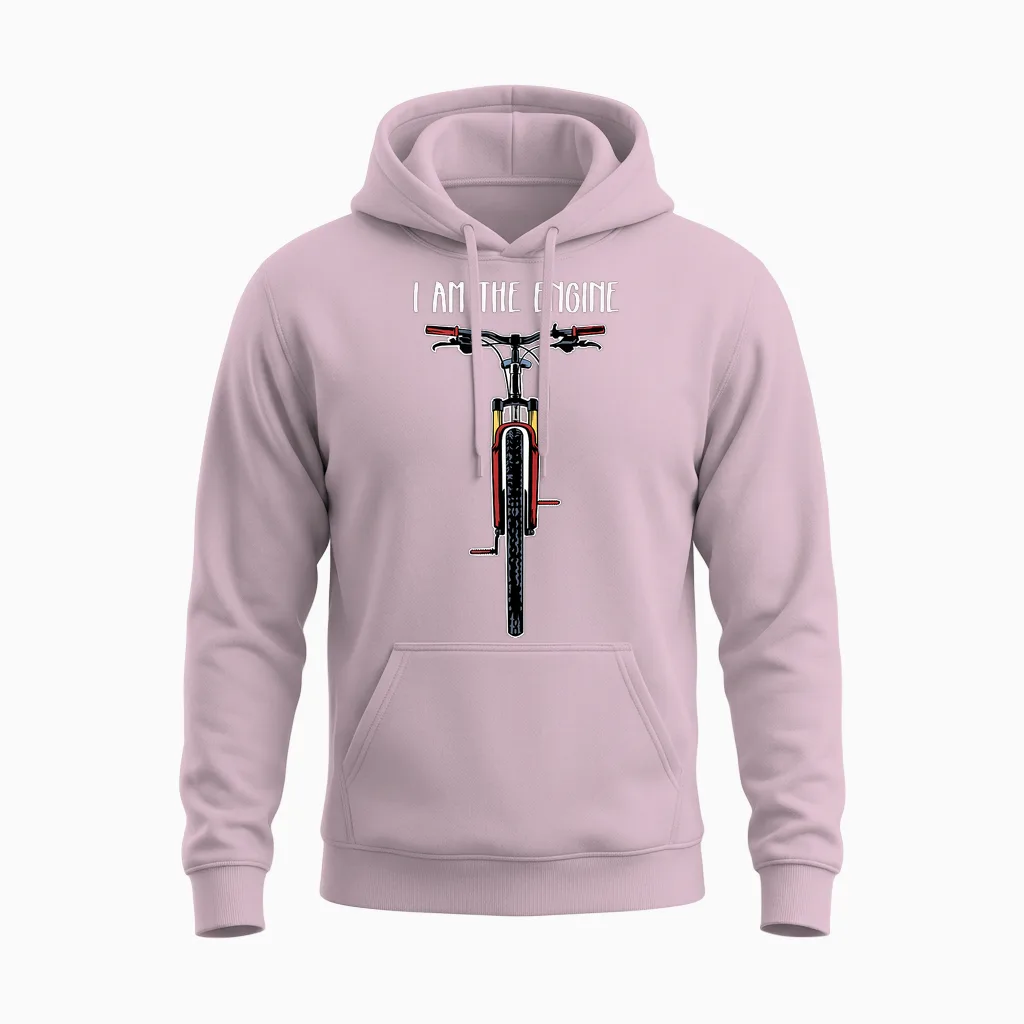 Funny Bicycle I Am the Engine T-Shirt Small Unisex Hoodie in Light Pink