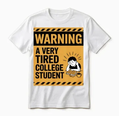 Warning a Very Tired College Student Unisex T-Shirt - White