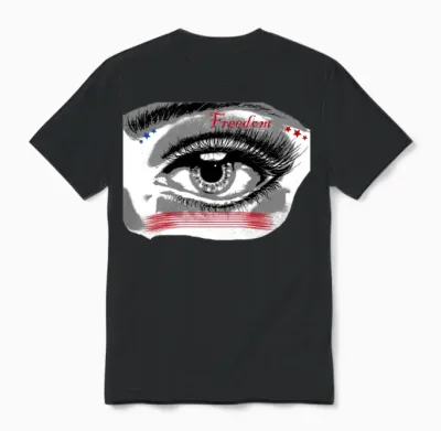 Eye with Tear Freedom Design Unisex T-Shirt - Black
