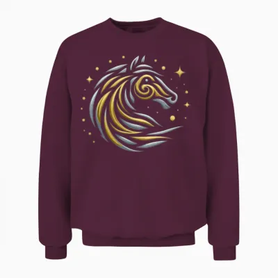 Celestial Horse Glyph Unisex Sweatshirt - Maroon