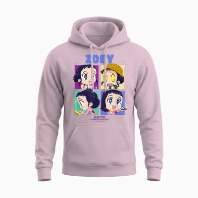 Kpop Demon Hunters Zoey Chibi Officially Licensed Unisex Hoodie - Light Pink