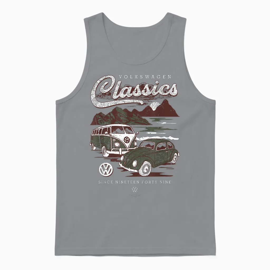 Volkswagen Type 2 T1 Campervan & Beetle Classics Father's Day Unisex Tank Top in Sport Grey