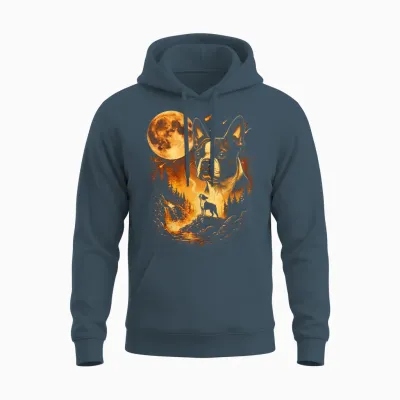 Boston Terrier Hurlant à La Lune Chien Vintage Unisex Hoodie - Dark Heather