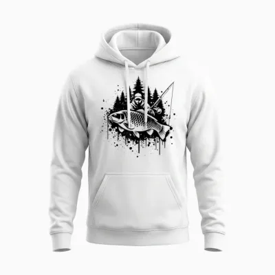 Carp Fisherman Shirt Fisherman Boy Fish Carp Fishing T-Shirt, Grey, S Unisex Hoodie - White